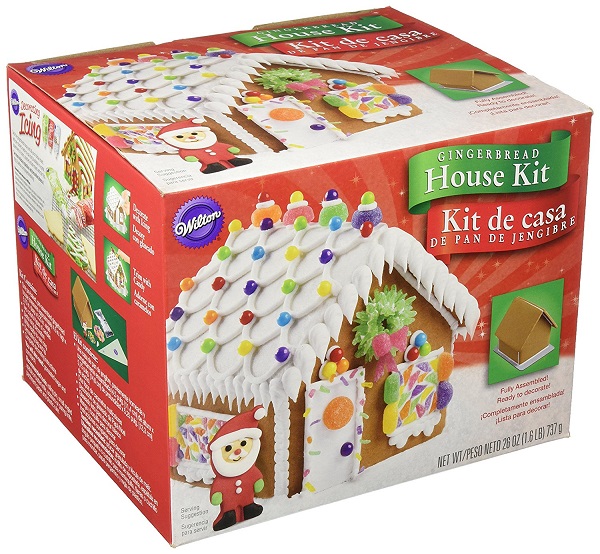 pre-assembled gingerbread house kits.