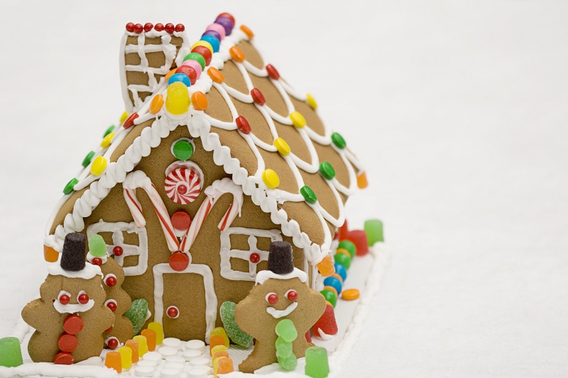 gingerbread house with gumdrops.
